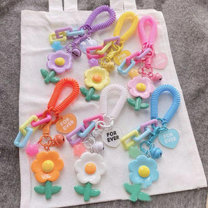 Sunflower Beaded Bracelet Keychain for Women Girls Flower Pendant Car Keyring