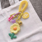 Sunflower Beaded Bracelet Keychain for Women Girls Flower Pendant Car Keyring