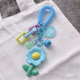 Sunflower Beaded Bracelet Keychain for Women Girls Flower Pendant Car Keyring