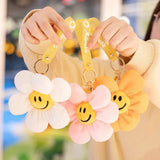 Sunflower Beaded Bracelet Keychain for Women Girls Flower Pendant Car Keyring