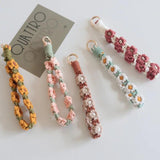 Daisy Flower Macrame Wristlet Keychain Boho Bohemian Key Fob Strap