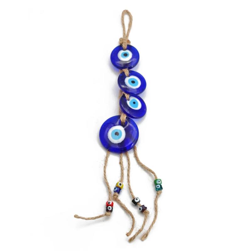 Evil Eye Braided Rope Cross Heart Tassel Wall Hanging Pendant