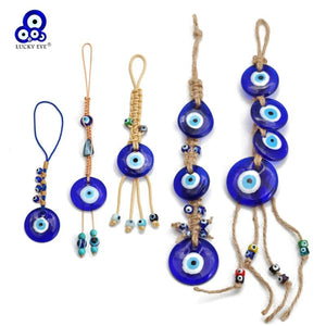 Evil Eye Braided Rope Cross Heart Tassel Wall Hanging Pendant