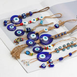 Evil Eye Braided Rope Cross Heart Tassel Wall Hanging Pendant