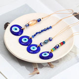 Evil Eye Braided Rope Cross Heart Tassel Wall Hanging Pendant