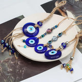 Evil Eye Braided Rope Cross Heart Tassel Wall Hanging Pendant
