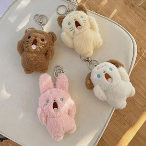 Rabbit Bear Dog Keychain Plush Toy Backpack Charms Gift