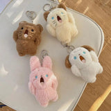 Rabbit Bear Dog Keychain Plush Toy Backpack Charms Gift