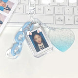 Acrylic Heart Photo Holder Key Ring