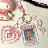 Acrylic Heart Photo Holder Key Ring