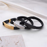 Minimalist Steel Cuff Bracelet Rubber Bangles
