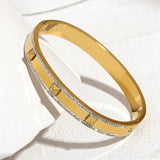 Minimalist Stainless Steel Rivet Bracelet for Women Rhinestone Bangle