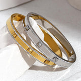 Minimalist Stainless Steel Rivet Bracelet for Women Rhinestone Bangle