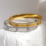 Minimalist Stainless Steel Rivet Bracelet for Women Rhinestone Bangle