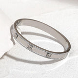 Minimalist Stainless Steel Rivet Bracelet for Women Rhinestone Bangle