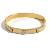 Minimalist Stainless Steel Rivet Bracelet for Women Rhinestone Bangle
