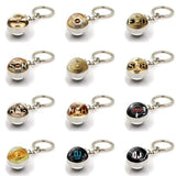 DJ Drummer Cymbals Keychain Women Jewelry Glass Ball Pendant Key Ring DIY