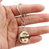 DJ Drummer Cymbals Keychain Women Jewelry Glass Ball Pendant Key Ring DIY
