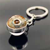 DJ Drummer Cymbals Keychain Women Jewelry Glass Ball Pendant Key Ring DIY