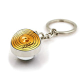DJ Drummer Cymbals Keychain Women Jewelry Glass Ball Pendant Key Ring DIY