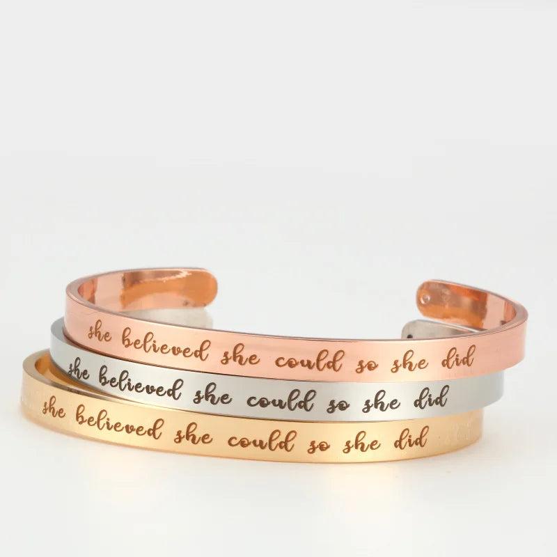 Inspirational Rosegold Cuff Bangle 6mm Width Stainless Steel Bracelet