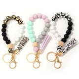 Colorful Wood Beads Bracelet Keychain for Men