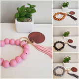 Colorful Wood Beads Bracelet Keychain for Men