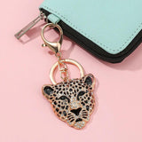 Leopard Tiger Keychain Crystal Keyring Bag Pendant Men Women Car Key Chain