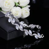 CWWZircons Leaf Shaped Bridal Wedding Party Bracelet