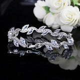 CWWZircons Leaf Shaped Bridal Wedding Party Bracelet