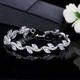 CWWZircons Leaf Shaped Bridal Wedding Party Bracelet