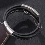 FORTAFY Leather Bracelet Men Anchor Clasp Braided Bangles FR1087