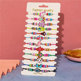 Boho 12pcs Women Clay Bead Enamel Animal Charms Bracelets Set
