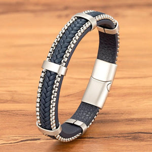 Arrivel Punk Chain Leather Bracelet for Men Magnetic Charm Jewelry