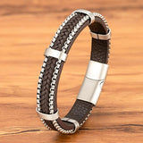 Arrivel Punk Chain Leather Bracelet for Men Magnetic Charm Jewelry
