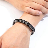 Vintage Leather Braid Men Bracelet with Steel Buckle