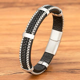 Stainless Steel Men Leather Bracelet Birthday Gift