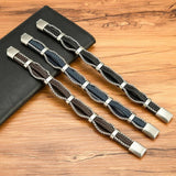Stainless Steel Men Leather Bracelet Birthday Gift