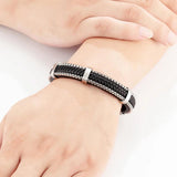 Stainless Steel Men Leather Bracelet Birthday Gift