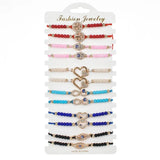 Boho Women 12pcs/Set Beads Infinity Love Heart Charms Bracelet