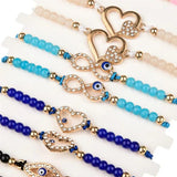 Boho Women 12pcs/Set Beads Infinity Love Heart Charms Bracelet