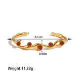Minar Red Green Stone Pearl Bangles 18K PVD Plated Stainless Steel Cuff