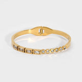 Stainless Steel CZ Bangle Bracelet Asymmetric Classic Waterproof Jewelry