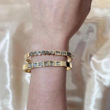Stainless Steel CZ Bangle Bracelet Asymmetric Classic Waterproof Jewelry