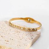 Stainless Steel CZ Bangle Bracelet Asymmetric Classic Waterproof Jewelry