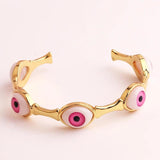 Colorful Evil Eye Bracelet Bangle Women Round Eye Open Adjustable Bracelet