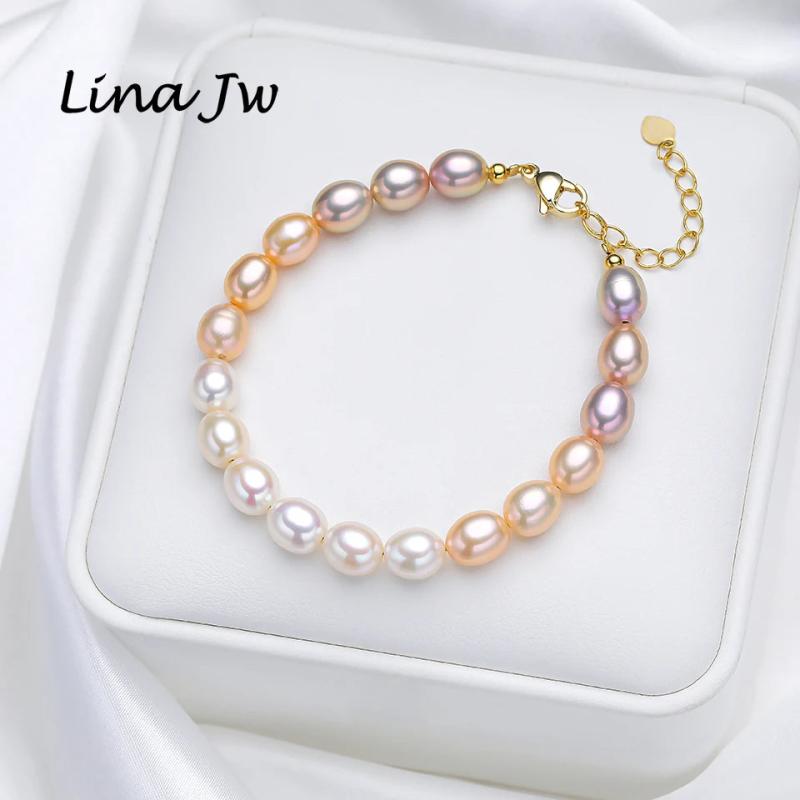 Colorful Freshwater Pearl Bracelet 6-7mm Handwork Jewelry for Women