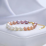 Colorful Freshwater Pearl Bracelet 6-7mm Handwork Jewelry for Women