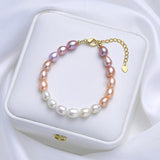 Colorful Freshwater Pearl Bracelet 6-7mm Handwork Jewelry for Women