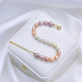 Colorful Freshwater Pearl Bracelet 6-7mm Handwork Jewelry for Women